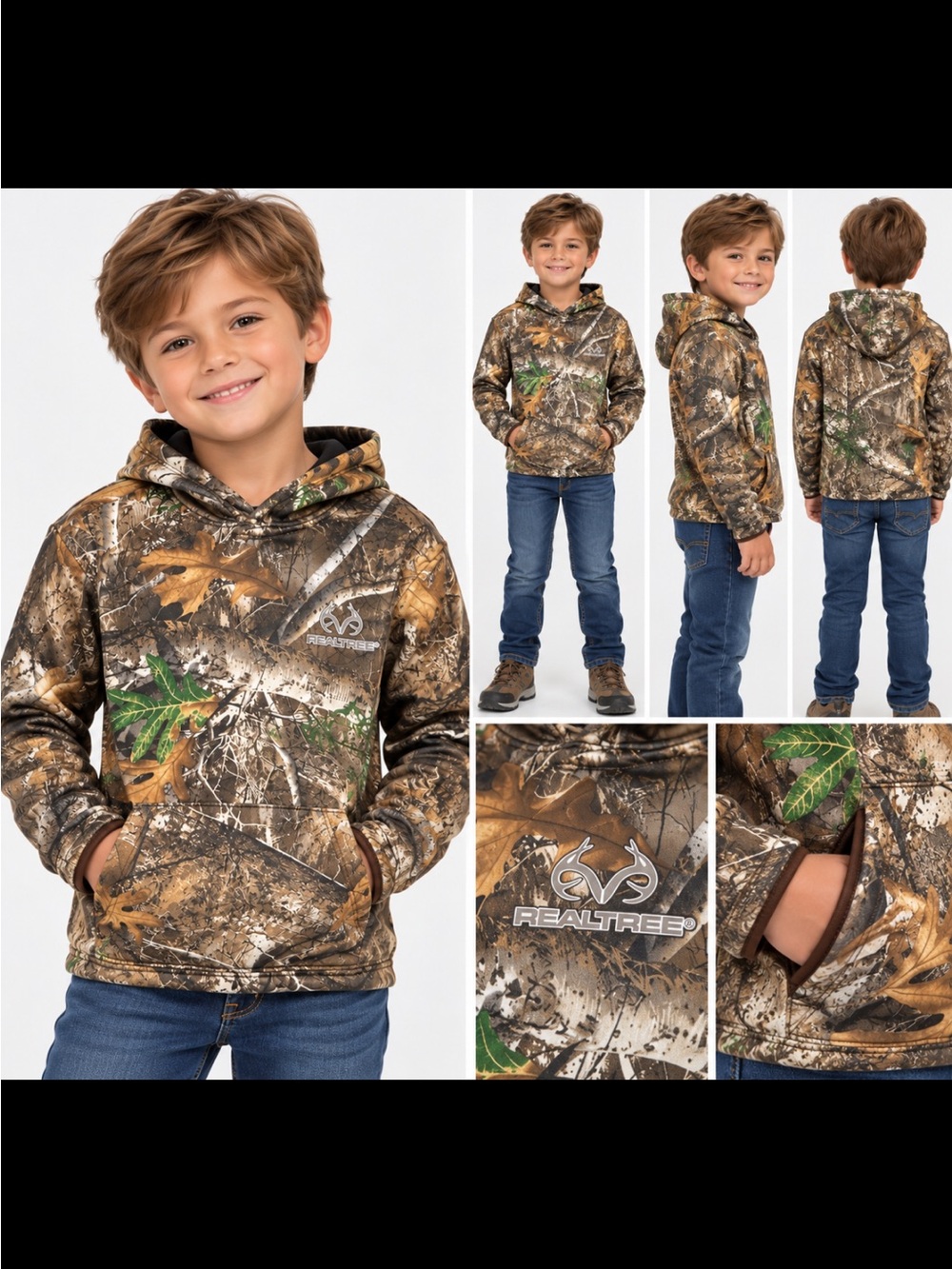 Realtree Kids Camo Hoodie - Brown, Tan, Green